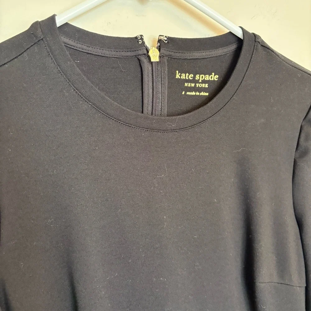 Kate Spade Black Fit & Flare Mini Dress with Bell Sleeves Size Small